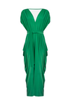 Batwing Pleated Maxi Dress Green