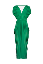 Batwing Pleated Maxi Dress Green