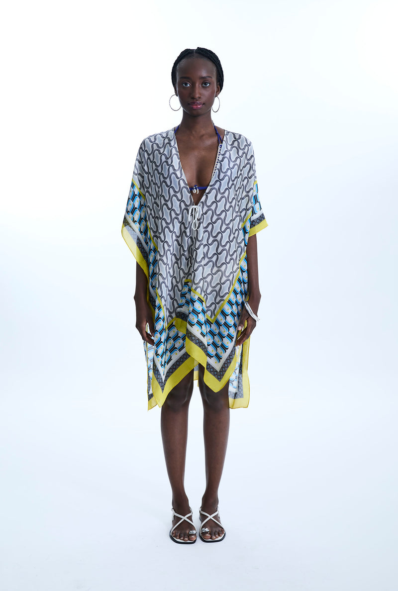 Geometric Print Kaftan Yellow