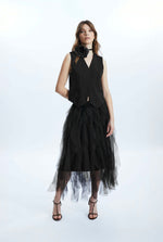 Organza Ruffled Skirt Black