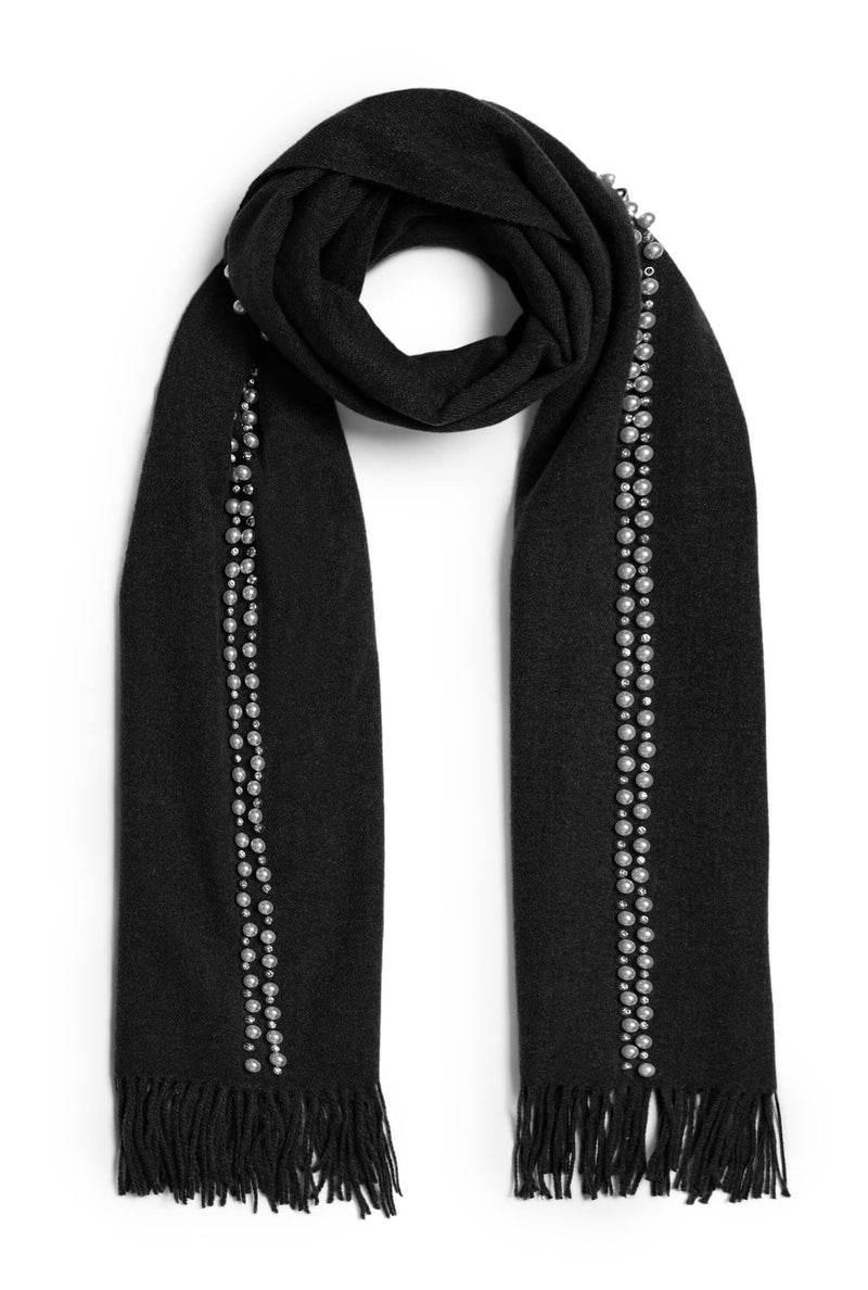 Pearl Detail Scarf Black