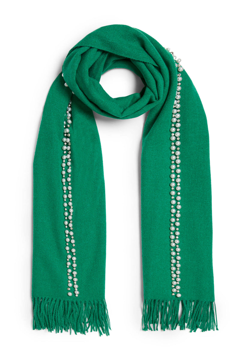 Pearl Detail Scarf Green