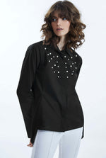 Pearl Detail Shirt Black