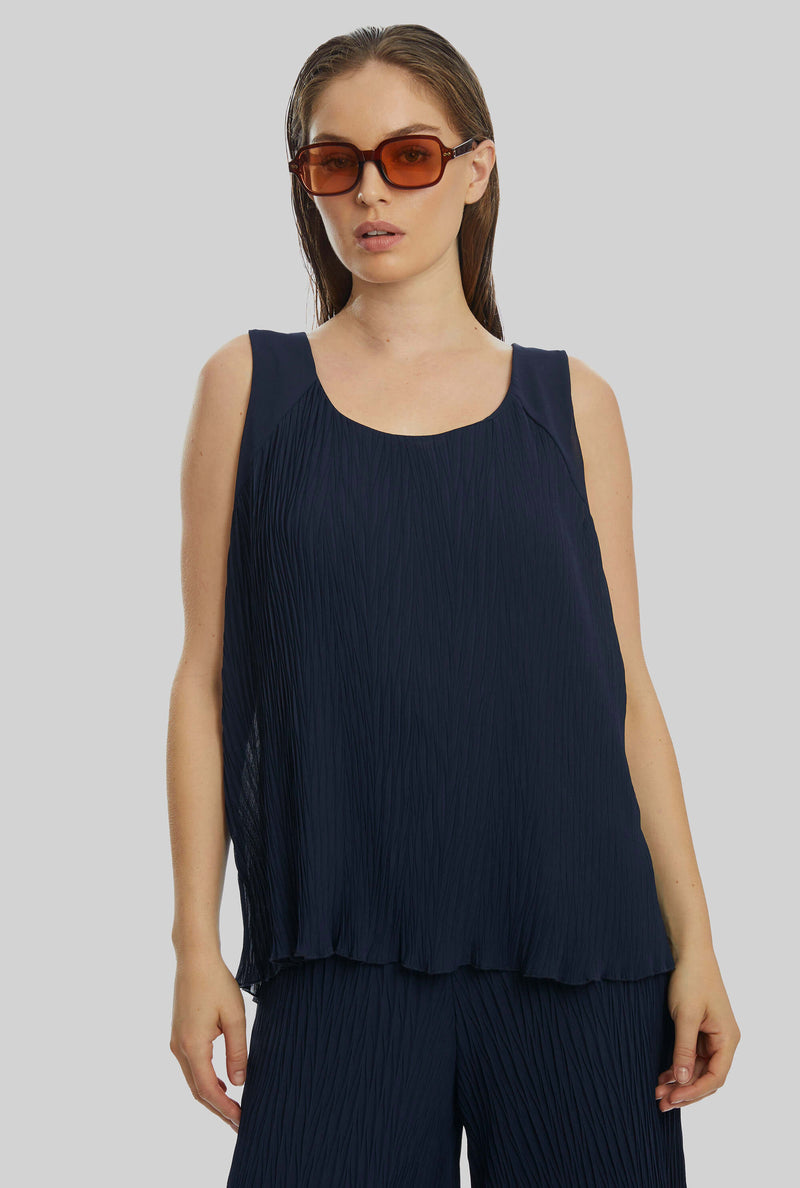 Pleated Vest Navy