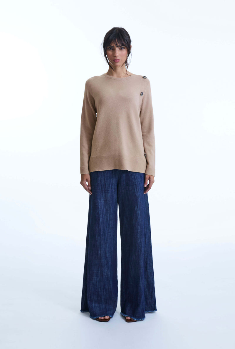 Side Button Taupe Jumper