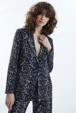 Python Print Blazer Black-Beige