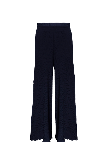 Pleated Cropped Trousers Navy