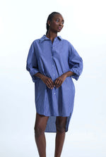 Oversized Stripped Shirt Navy-White