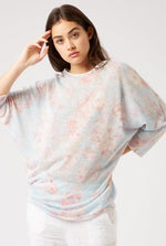 Light Blue Floral Printed James Lakeland Long-Sleeve Batwing Top