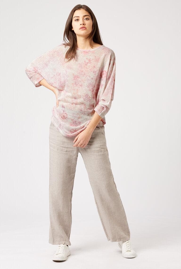 Pink Floral Printed James Lakeland Long-Sleeve Batwing Top