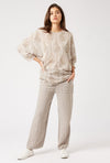 Taupe Floral Printed James Lakeland Long-Sleeve Batwing Top