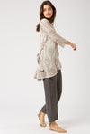 Side detail Belted midi-length taupe James Lakeland floral print cardigan