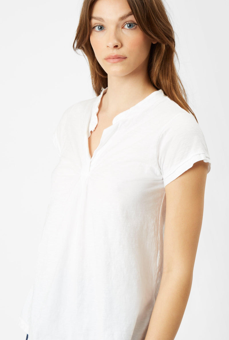 Gathered Mandarin Collar T-shirt (6972904210588)