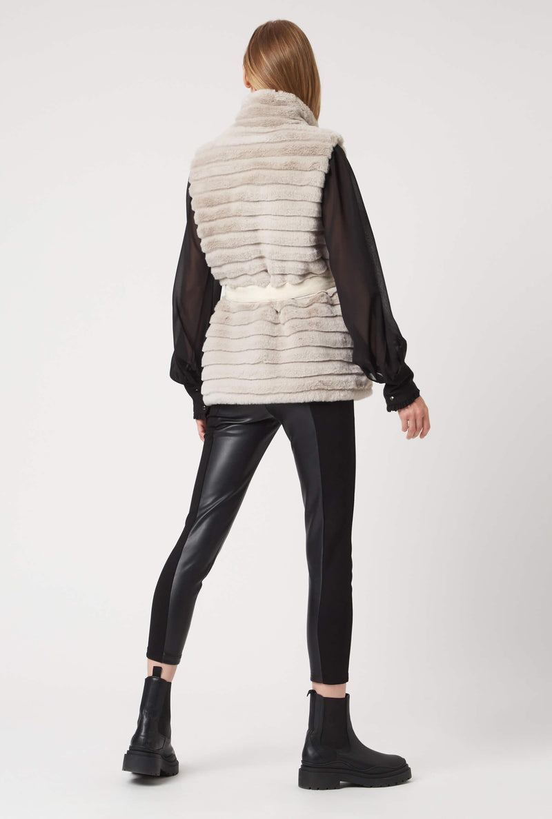 Ribbed Faux Fur Gilet with Belt - James Lakeland